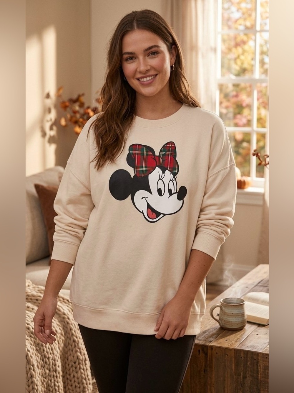 Old Navy x Disney Minnie Mouse Plaid Bow SoComfy Sweatshirt Large Tall